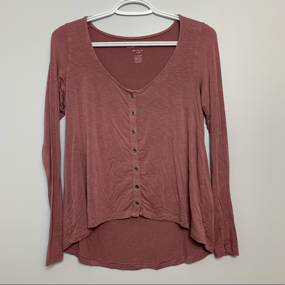 Mauve American Eagle Long-Sleeve Tee